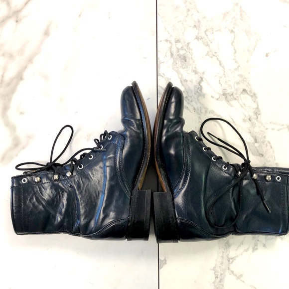 Vintage Laredo Navy Leather Granny Boots 6M - Picture 4 of 11